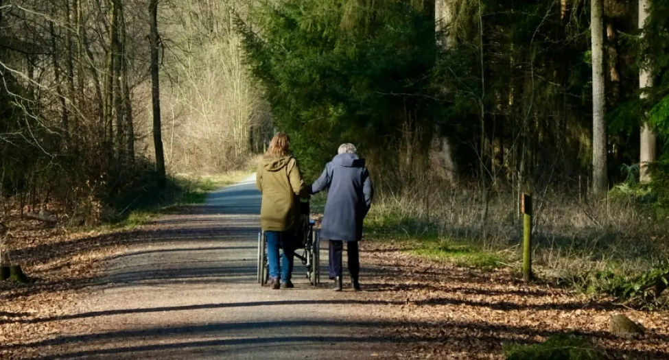 two people on a trail