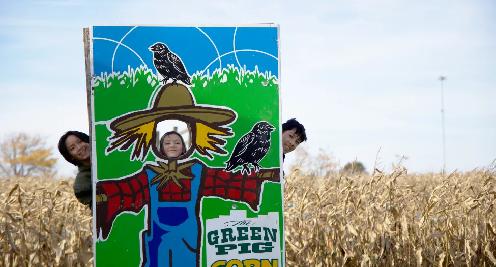 Family picture at the Salisbury Green Pig Corn Maze